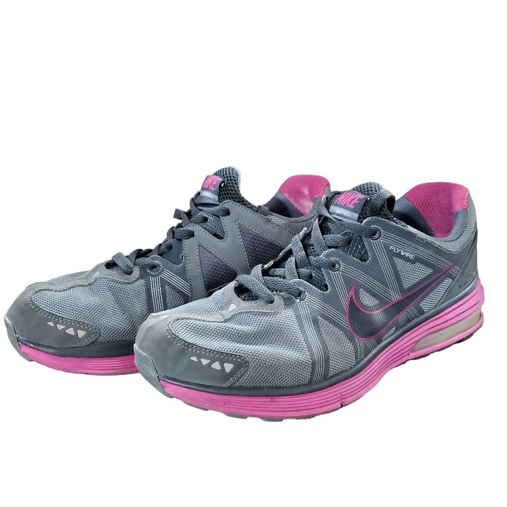 Nike LunarMX+ Flywire Sneakers-Black/Gray/Neon Pink Men’s Size 11.5 - Very Good!